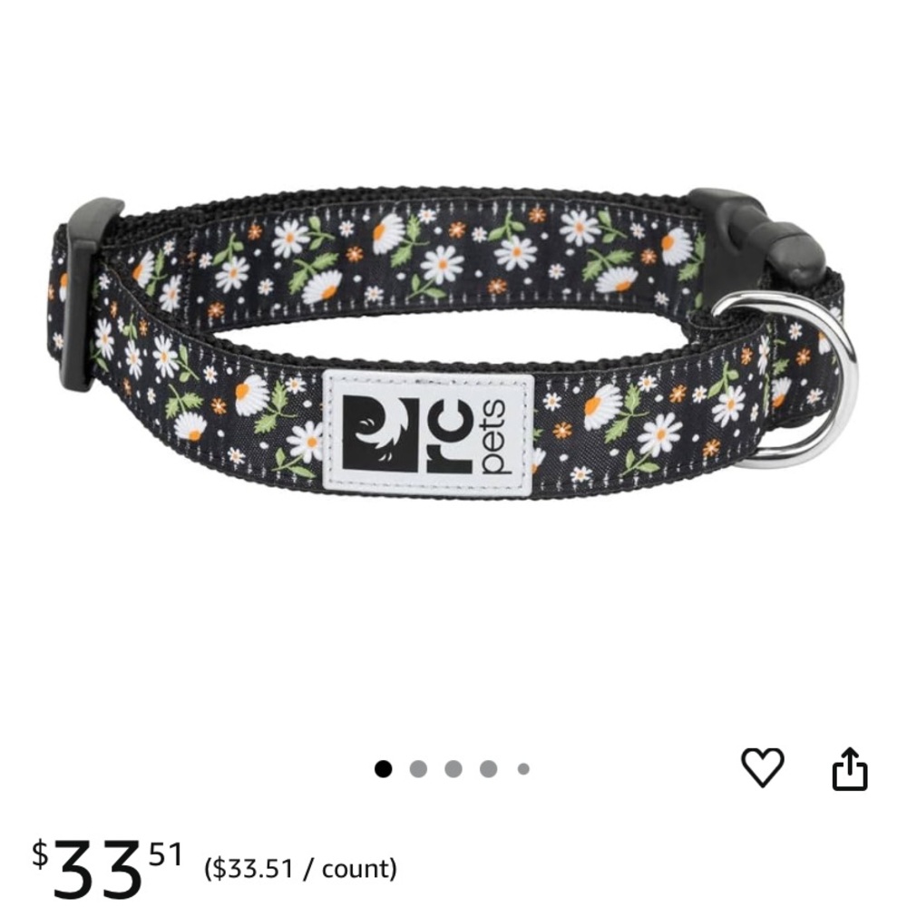 Black Daisy Dog Collar